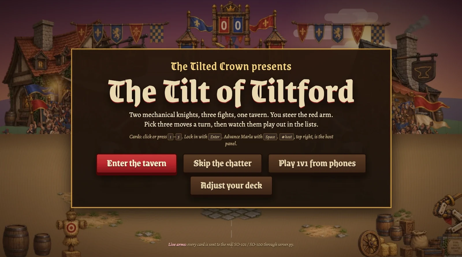 The Tilt of Tiltford title screen, a medieval festival scene