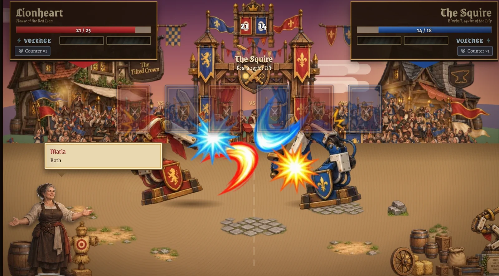 The exchange resolving on screen with impact effects